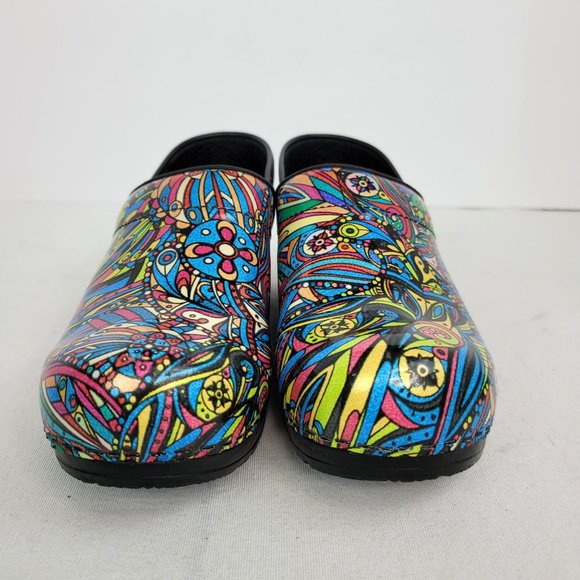 Sanita Multicolor Print Women's Leather Clogs US Size 6.5 EU 37 - Picture 3 of 7